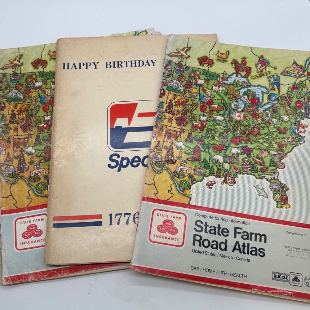 Vtg 1970s State Farm Road Atlas & Spector Bicentennial Map Lot of 3 Rand McNally